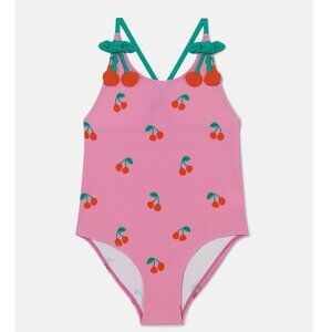 Stella Mccartney Kids Swimsuit One Piece Cherry Print Size 10 Girls UPF 50
